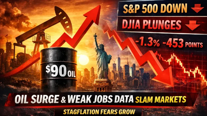 Oil Price Surge and Weak Jobs Data Send S&P 500 and DJIA Lower
