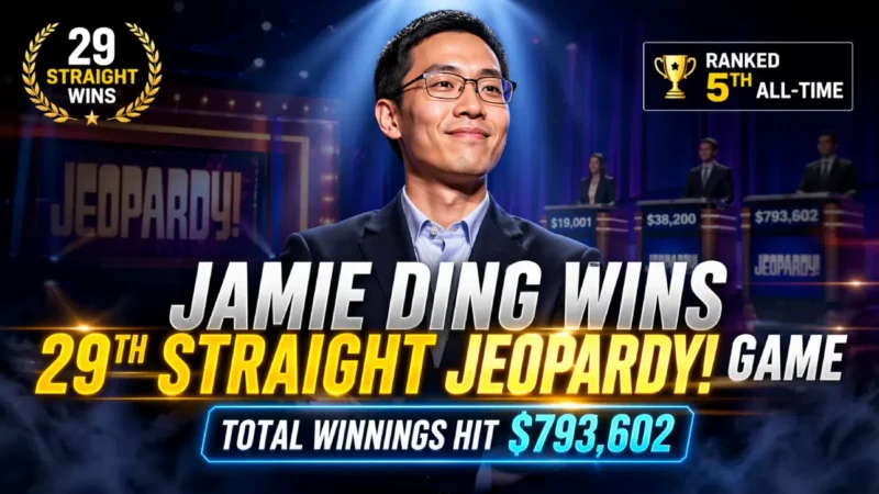 Jamie Ding Climbs Jeopardy Ranks With 29 Straight Wins