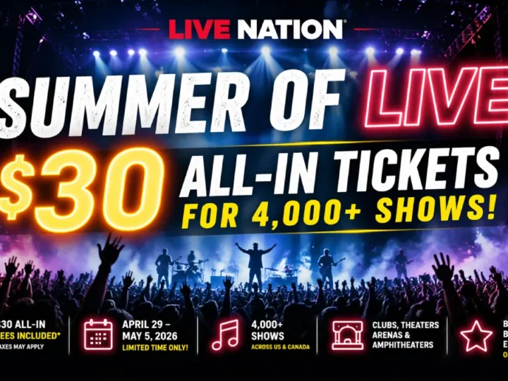 Live Nation $30 Tickets Deal Is Back for 2026